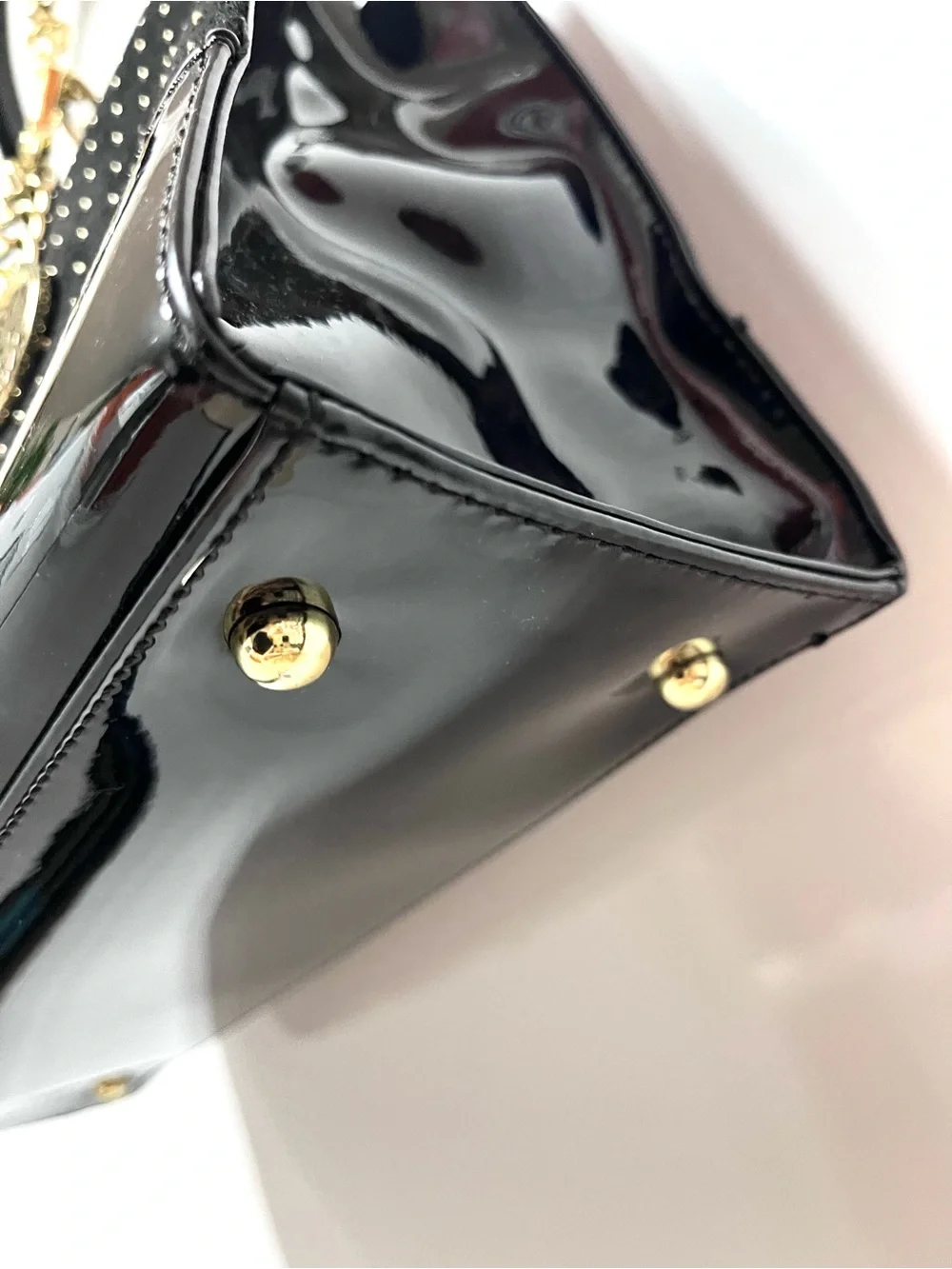Anne Klein Studded Tote Back Double Chain Strap Handle Office Chic Classic